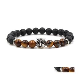 Hilos de cuentas b￺ho amuletos chakras de piedra brazalete con cuentas perlas de lava de aceite esencial pulseras de energ￭a yoga para hombres baby dhkvl