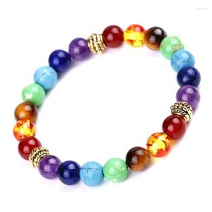 Hebras de cuentas Chapado en plata y color Glod 7 Pulseras de chakra Yoga Curación Meditación Hombres Cuentas Piedra preciosa Emperador Joyería femenina Fawn22