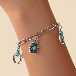 Kralen strengen producten Europese en Amerikaanse Boheemse geomantische drop geometrische turquoise armband persoonlijkheid uitgescholde trend sieraden fa