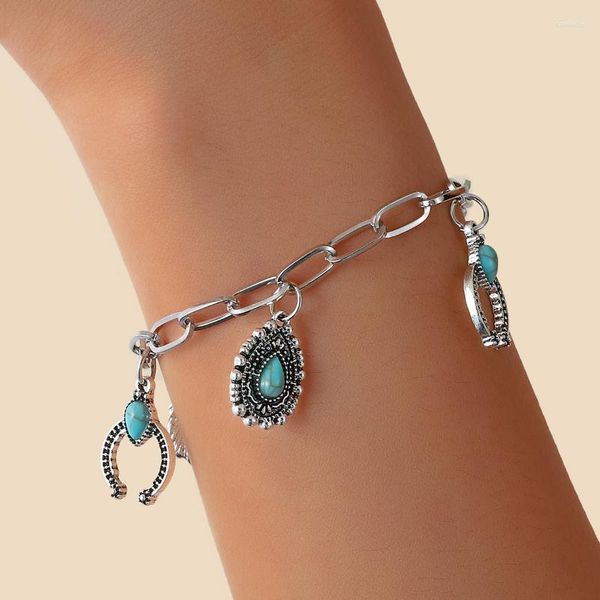 Perles Brins Produits Européens Et Américains Bohème Géomantique Goutte Géométrique Turquoise Bracelet Personnalité Évidé Tendance Bijoux Fa