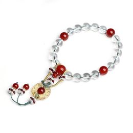 Bracelet de même Style de la dynastie Qing, brins de perles, cristal clair naturel, 18 dix-huit perles, Bracelets de prière pour femmes, Ac285V
