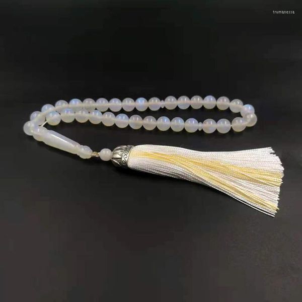 Brins de perles Résine Tasbih Chapelet Perle Islamique Musulman Adha Eid Cadeau Misbaha Arabe Bijoux Mode Blanc Bleu Lumière Accessoires À Main Tru