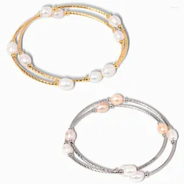 Hebras de cuentas Pulseras de cadena suave Mujeres Perlas naturales de agua dulce Brazalete Fantástico Granos barrocos blancos Pulsera Hombres Joyería ajustable Faw