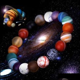 Kralen strengen zonnestelsel acht stenen planeet armband universum melkachtige manier melkweg verkenning sterarmband. Drop deliv Dhseller2010 DHA2P