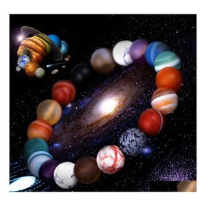 Système solaire à huit brins de perles Bracelet planète en pierre Univers Voie lactée Galaxy Exploration Star Bracelet. Livraison directe de bijoux Dhk0X