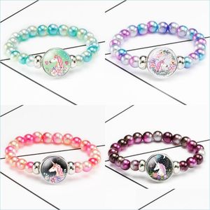 Hebras de cuentas Hebras Pulseras de cuentas de arco iris para niños Niñas Colorf Pulsera de cuentas de acrílico Niños Fiesta de dibujos animados Regalos de joyería Dr Dh2Vi