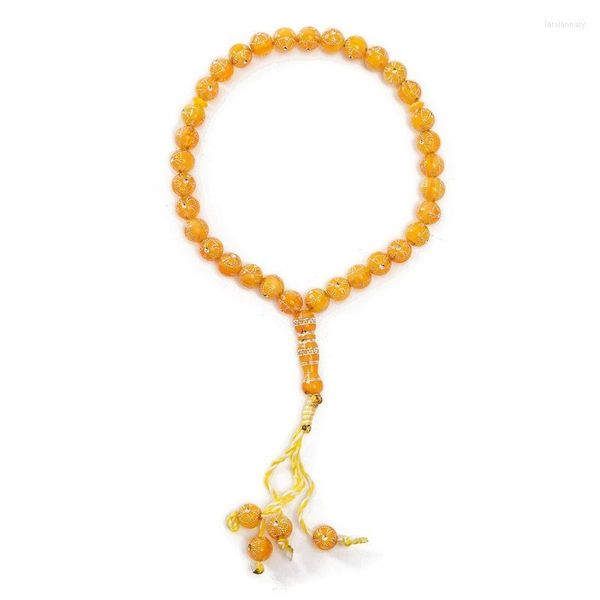 Hilos de cuentas Tasbih Oración 33 Cuentas de preocupación Misbaha Rosario islámico Collar de cuentas unisex Pulsera 6 colores con decoración de diamantes de imitación Dropship Lar