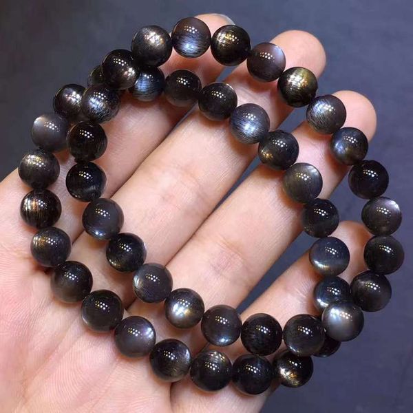 Brins de perles Top Pierre de lune naturelle Pierre de soleil Bracelets Femmes Hommes Stretch Fortes Lumières Guérison Perles De Cristal Bracelet 7mm 8mm 9mm AAAAAABea