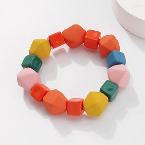 Brins de perles tendance bohème couleur minimaliste résine géométrique perles de riz acrylique bracelet de poterie douce femme fille beau cadeau Fawn22