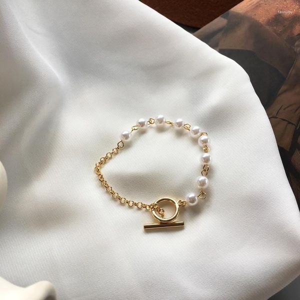 Brins de perles bijoux à la mode simulé bracelet de perles doux tempérament coréen chaîne de placage doré pour fille étudiant fête cadeaux Fawn22
