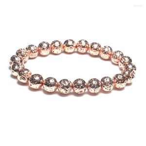 Brins de perles Bracelet hématite de lave à la mode hommes 8mm perles de pierre plaqué or argent bracelets d'énergie de guérison pour les femmes Kent22