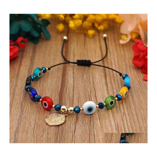 Hebras de cuentas Turco Mal de Ojo Azul Pulseras Con Cuentas Hechas A Mano Bohemia Pseras Joyería de la Suerte Pulsera Griega Para Mujeres Drop Delivery Ot4Eh