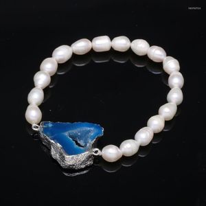 Brins de perles Design unique Bracelets Mode Perle en forme de riz avec des perles d'agate exquises Bracelet Bracelet pour unisexe Charme Bijoux Cadeau 8