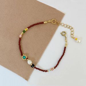 Kralen strengen vintage mode Boheemse handgemaakte dames sieraden ketting gouden rijst kraal kleine bloemketen charme godin kent22