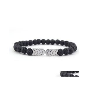Brins de perles Bracelet en pierre de lave volcanique Bracelets diffuseur d'huile essentielle Bracelet de guérison Nce Aimant de yoga Perles de flèche Drop Delive Dh1Rh
