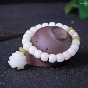 Brins de perles Bracelet de racines de Bodhi en jade blanc pour femmes Feuille de lotus Perles multicouches Mode Bouddha Charme Yoga Collier DropBeaded Lars22