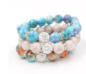 Brins de perles en gros livraison gratuite bijoux en perles, mélange de 3 couleurs 12mm Shamballa Disco Ball Bracelet de perles extensibles 12mm perle acrylique femmes