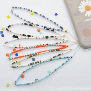 Brins de perles pour femmes, vente en gros, chaîne de téléphone portable, bijoux suspendus, perles Tila colorées, corde courte à la mode pour femmes, Kent22