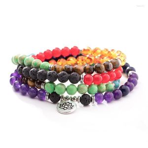 Kralen strengen vrouwen heren armbanden 108 mala kralen multicolor natuurlijke stenen polsband ketting sieraden wrap armband fawn22