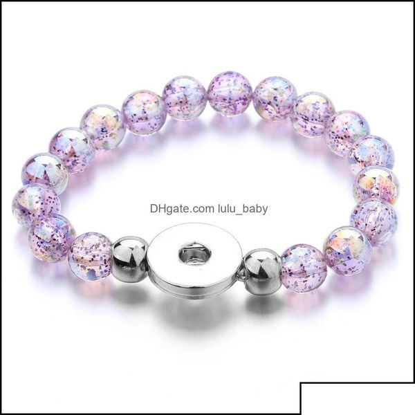 Brins de perles femmes bouton pression bracelet Colorf perles acryliques main brin bracelets bijoux bricolage 18mm gingembre boutons-pression élastique bébé goutte Dh6Mc