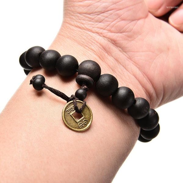 Hebras de cuentas cuentas de Buda de madera encanto religioso pulsera de oración budista brazalete adorno de muñeca hombres joyería tibetana decoración tibetana Lars22