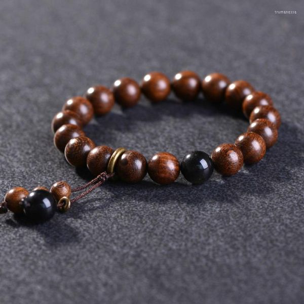 Hebras de cuentas Pulsera de cuentas de madera para hombres Mujeres 8 mm Pulseras de madera de Buda natural Strand Wrist Male Trum22