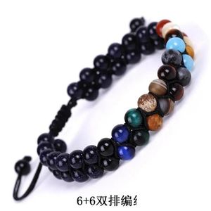 Stronrs perles Yoga Huit planètes Blue Sand Stone Beads Bracelet Men Univers naturel Solaire 7 Chakra pour femmes