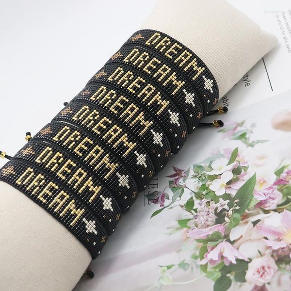 Hebras de cuentas ZHONGVI Boho Miyuki Pulsera Letter-DREAM Diseño Pulseras Joyería Para Mujer Moda Pulseras anchas Accesorios Wholes Lars22