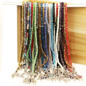 Brins de perles ZHUBI chapelet de prière Bracelets musulmans 1 lot MM perles rondes en verre de cristal avec entretoise strass en métal Fawn22