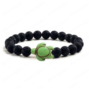 Perlé D'été Plage Tortue De Mer Perles Bracelet Pour Hommes Charme Noir Lave Bracelets En Pierre Naturelle Hade Strand Bracelets Élastiques Bijoux D Dhsrq