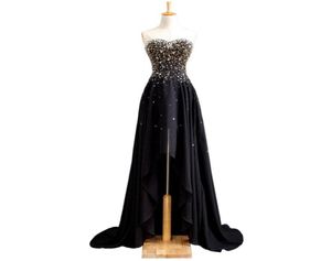 Robes de bal en mousseline de soie en mousseline de soie 2019 Nouvelle robe de fête basse robe noire de bal Lace Up2301233