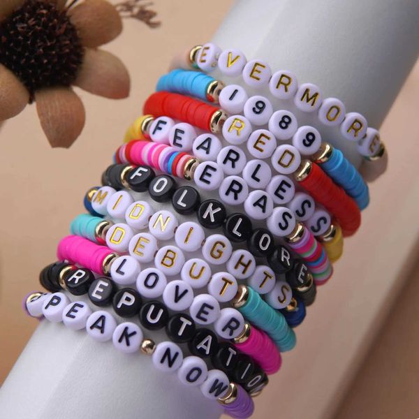 Collection de musique Swift Beded 11 Bracelet d'amitié inspiré de l'album Taylor avec des lettres de lettre personnalisées