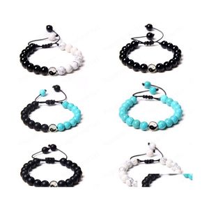 Perlé Tai Chi Diagramme Charme Pierre Naturelle Tressé Bracelets Turquoises Corde Réglable Longueur Bracelet Tissé Femmes Hommes Cadeau Drop De Dhrfo