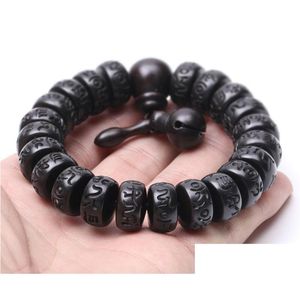 Perlé Tibétain Bouddhiste Mâle Mani Padme Hum Bracelet Bois Mala Perles De Prière Méditation Hommes Poignet En Bois Yoga Bijoux Drop De Dy7