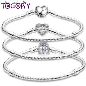 Perlé TOGORY argent plaqué mignon cristal hibou coeur serpent chaîne bracelet à breloques pour femmes hommes marque Bracelets bijoux à bricoler soi-même cadeau MakingL24213