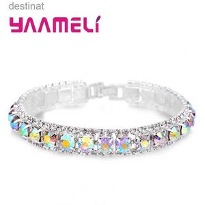 Perlé Top Vente 925 Bracelets En Argent Sterling Plein AAA Zircon Cristal Autrichien Femme Femmes Lien Chaîne Bijoux Bracelets 14 ColorsL24213