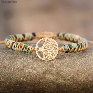 Charme d'arbre perlé Boho Couples Turquoises africaines Bracelets tressés Yoga amitié Punk hommes Bracelet de poignet amoureux bijoux L231114