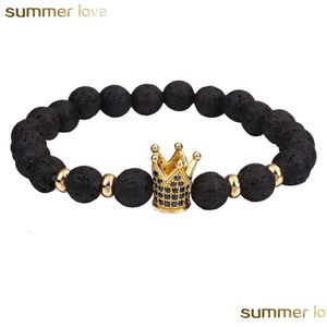 Perlé À La Mode Pierre De Lave Perle Bracelet Cz Couronne Impériale Charme Bracelets Pour Hommes Ou Femmes En Gros Bijoux Drop Delivery Dhswu