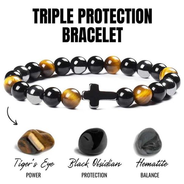 Bracelet à triple protection perlé apporte la bonne chance
