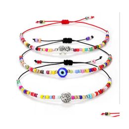 Perles Oeil Turc Perles Brins Bracelets Blanc Bleu Mauvais Yeux Couple Chanceux Arbre De Vie Bracelet Pour Femmes Colorf Perle Corde Goutte D Dhsla