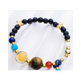 Beaded Universe Galaxy The Eight Planets Bead Strands Pulseras Hombres Mujeres Joyería Star Beads Stretch Bracelet Drop Delivery Dhhd6
