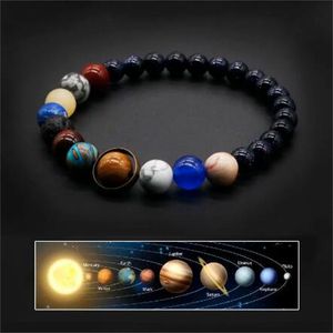 Bracelet perlé univers système solaire pour femmes et hommes, pierre naturelle, huit planètes, cadeau pour meilleurs amis, GC1051