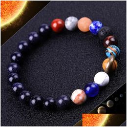 Kralen Universum Zonnestelsel Zon Satelliet Armband Lavasteen Tijgeroog Turquoise Natuursteen Kralen Armbanden Voor Vrouwen Mannen Fashio Dhjan