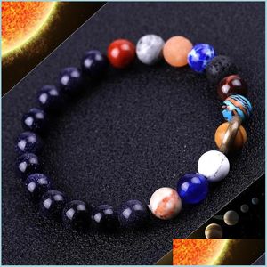 Kralen universum zonnestelsel zon satelliet armband lava rock tijger oog turquoise natuursteen kralen armbanden voor vrouwen mannen fashio dhiu9