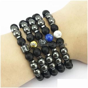 Perle mise à jour magnétique hématite brins bracelet impérial jaspe turquoise femmes hommes bracelets bijoux de mode livraison directe Dhrxz