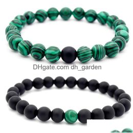 Bracelet de perles en pierre Yinyang, mise à jour perlée, Malachite noire, bijoux à la mode pour femmes et hommes, livraison directe Dhuol