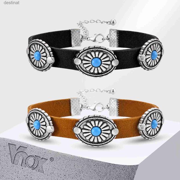 Perles Vnox Little Daisy Bracelets à breloques pour hommes femmes marron noir garçons bracelet réglable rétro Vintage Ethinic JewelryL24213