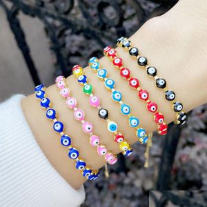 Perlé Voleaf bohême émail mauvais œil perlé bracelets pour femme véritable plaqué or cuivre réglable Boho bijoux Vbr107 Drop Delive Dhijy