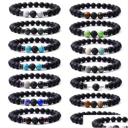 Kralen Groothandel 8Mm Zwarte Steen Strand Colorf Kristal Jade Kralen Energie Boeddha Armband Voor Vrouwen Mannen Drop Levering Sieraden Dhgarden Dhxfy