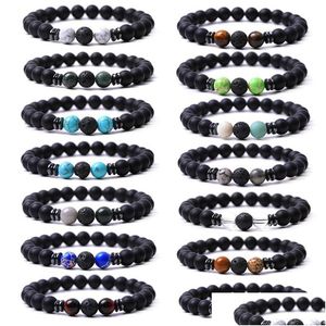 Venta al por mayor de cuentas de 8 mm de piedra negra Strand Colorf Crystal Jade Beads Energy Buddha Pulsera para mujeres Hombres Gota Entrega Pulseras de joyería DHWVX